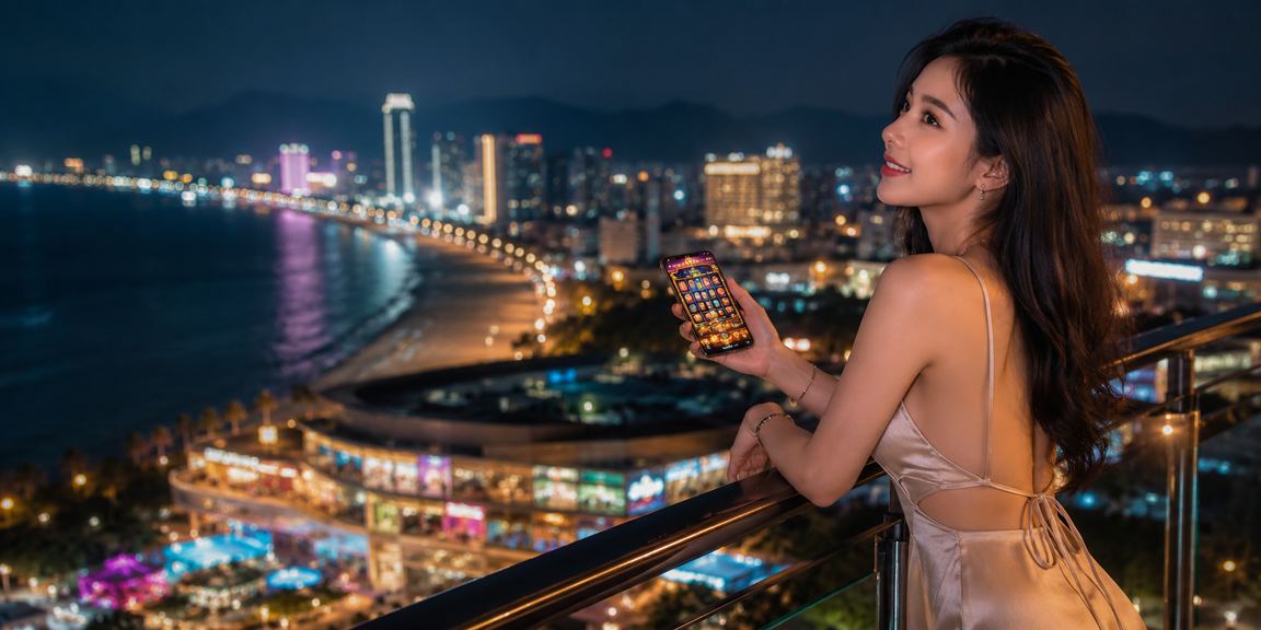 Cô gái Quy Nhơn chơi slot game trên điện thoại buổi chiều